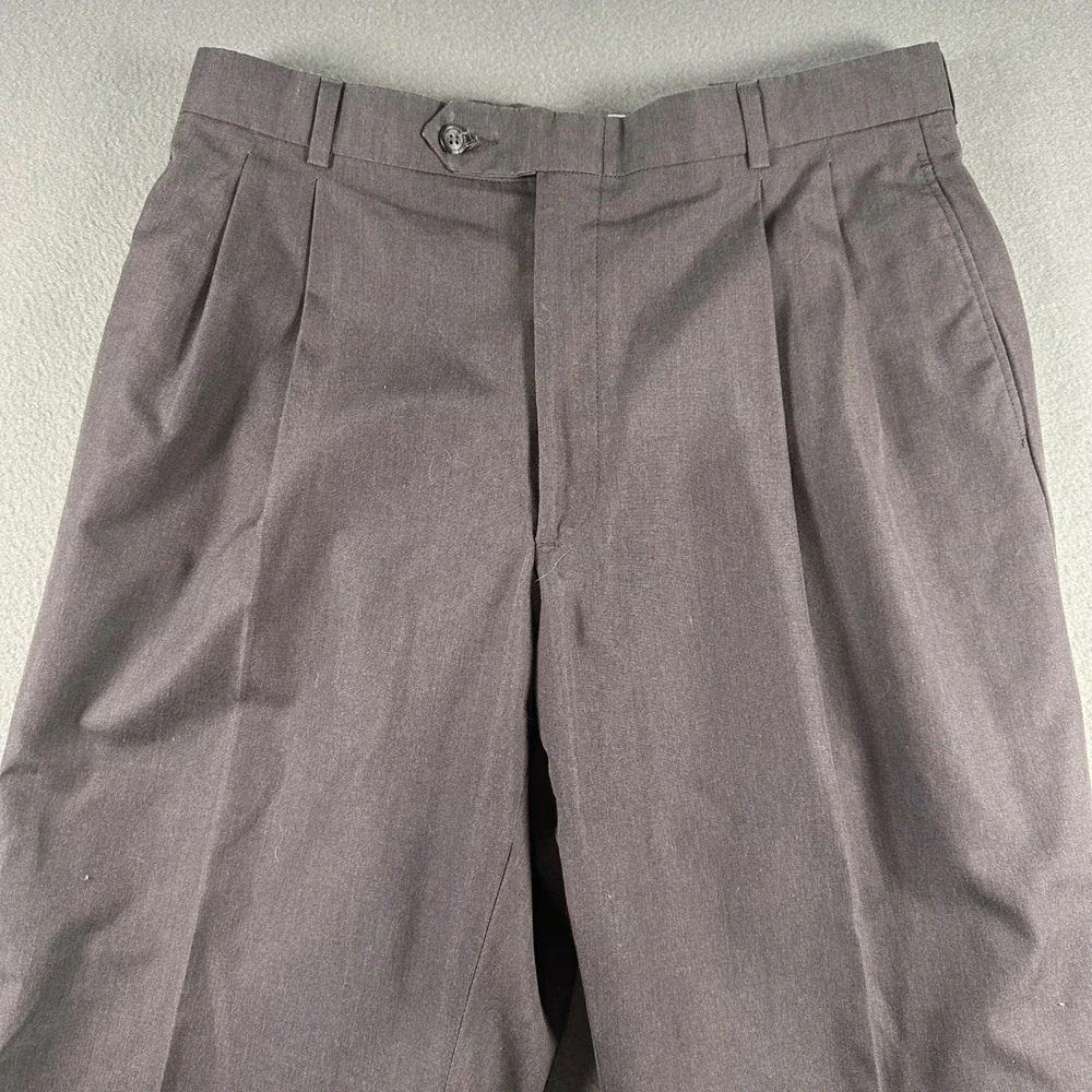 Jos. A. Bank Mens Pleated Cuffed Dress Pants Charcoal Gray USA Made 32x31